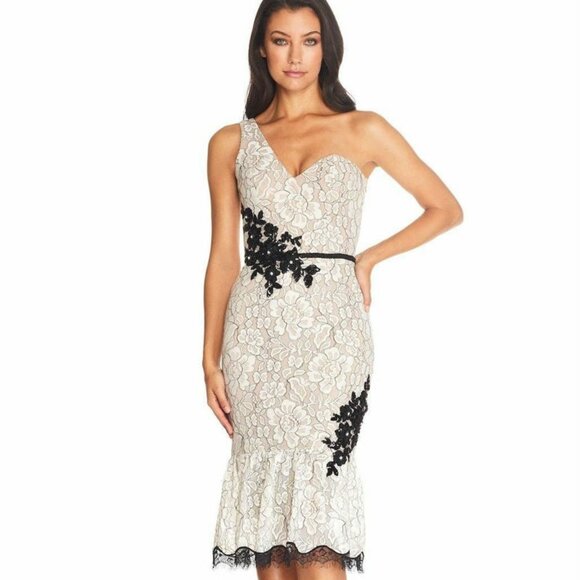 Dress the Population Dresses & Skirts - Dress The Population DALLAS One Shoulder Lace MIDI Dress.  SZ XXS